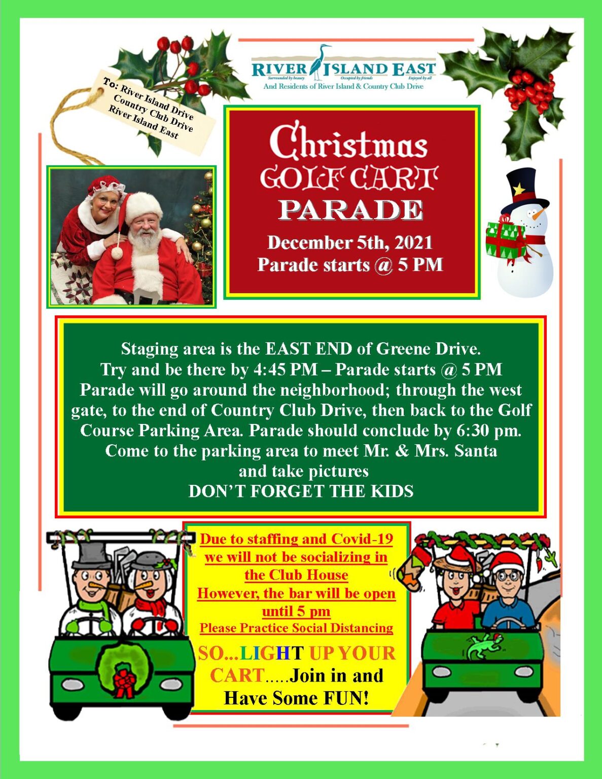 2021 Christmas Golf Cart Parade River Island East Homeowners Association